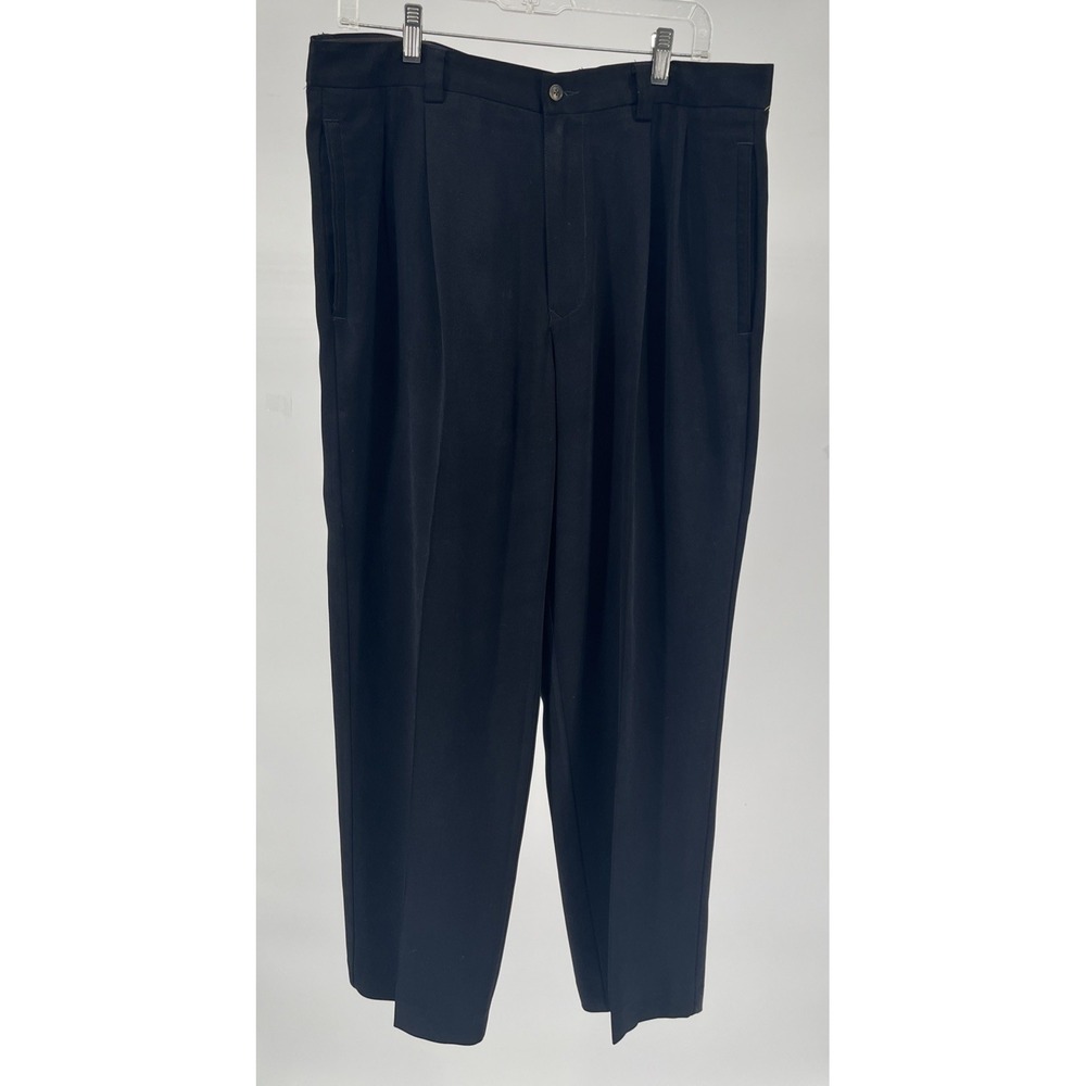 Tommy Bahama Mens Dress Pants Pleated Black 100% Silk Size 35x30